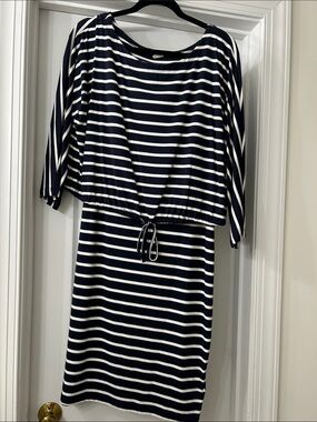 H&M Navy and White Striped Nursing/Maternity Dress